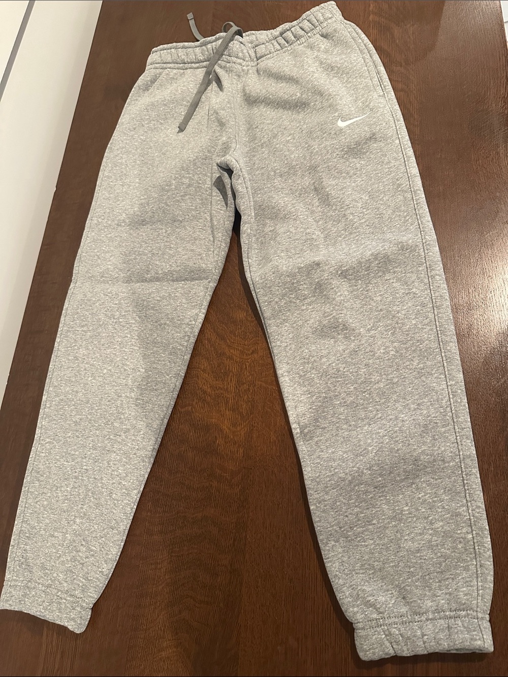 Nike Gray Heather Track Joggers with White Swoosh
